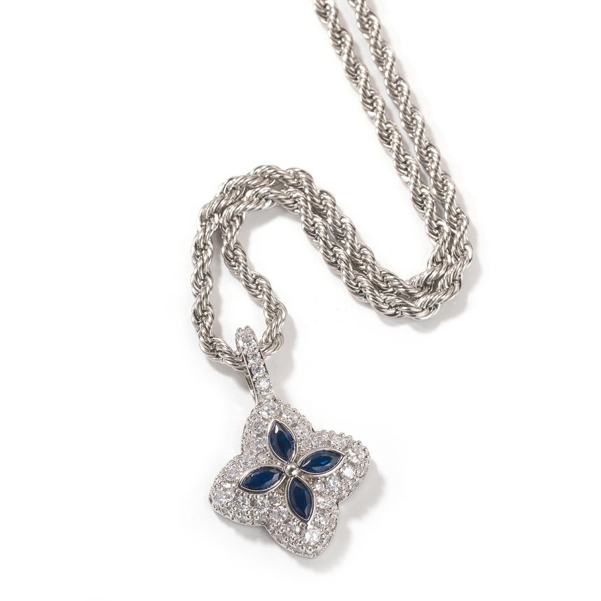 diamond necklace women four leaf clover necklaces moissanite pendant flower necklace iced out chain bijoux jewellery cuban link chains rope chain 925 