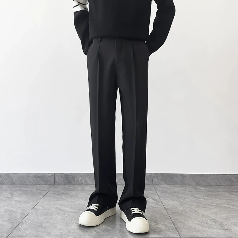Men Split Hem Style Suit Trousers Solid Color Light y Korean Floorlength Straight Pants Premium Matching Dress 260702 - view 4