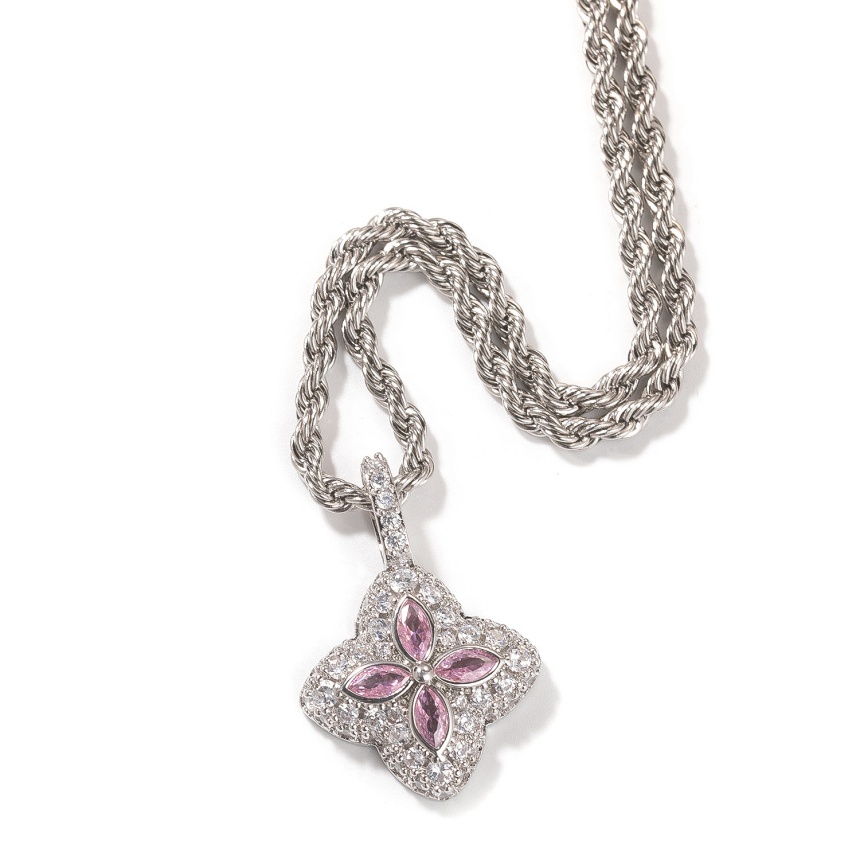 diamond necklace women four leaf clover necklaces moissanite pendant flower necklace iced out chain bijoux jewellery cuban link chains rope chain 925 