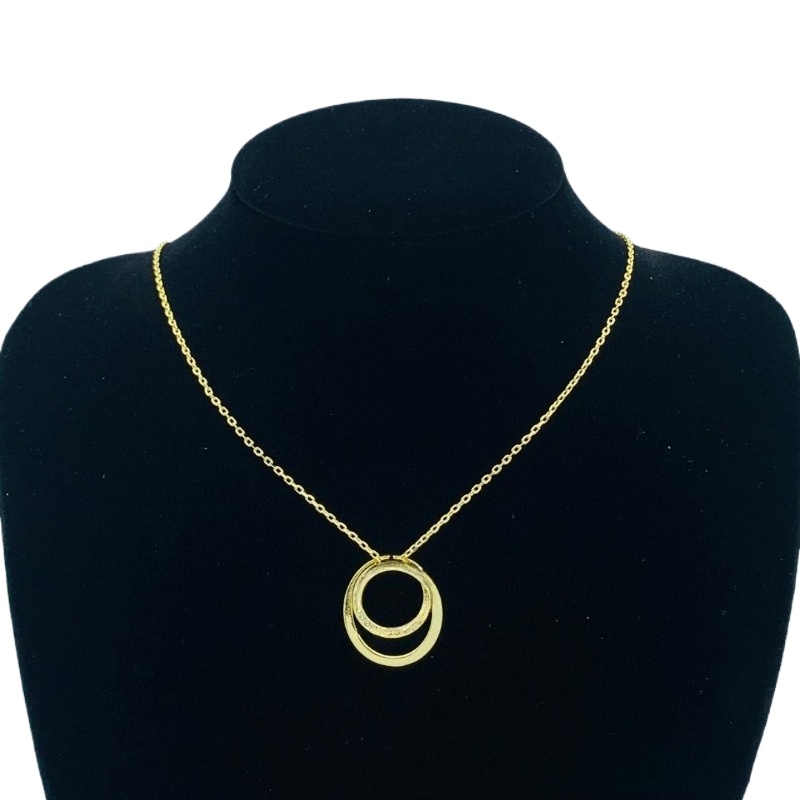 Designer Jewelry Pendant Necklace Fashionable Double circle Diamond studded Necklace Minimalist Luxury Collar Chain Necklace