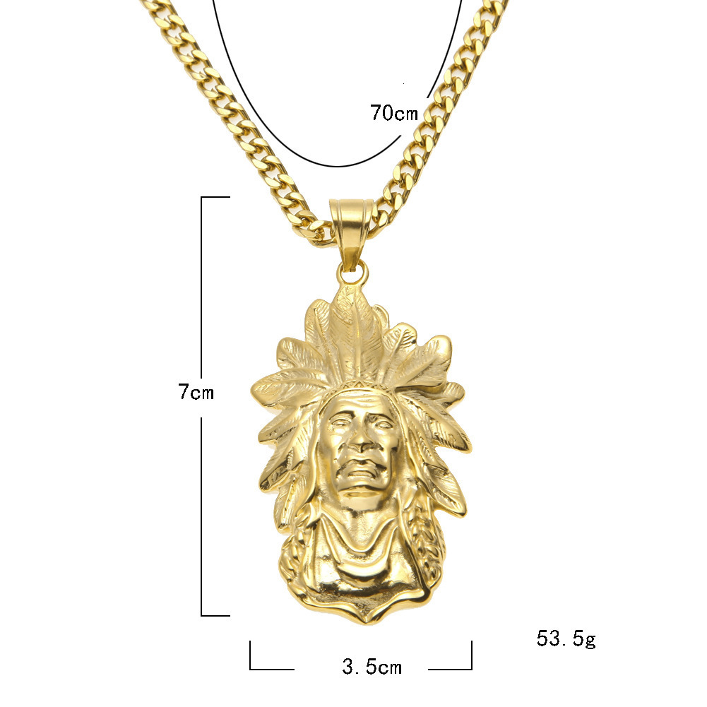 Niche 925 sterling silver Indian Chief Color-Retaining Electroplated Hip-Hop Pendant Night Market Stall Entrepreneurship Accessories - view 3