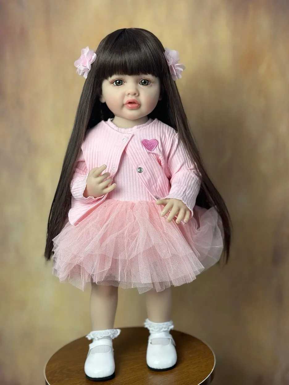 BZDOLL 55CM 22Inch Can Stand Reborn Baby Lifelike Girl Doll Full Soft Silicone Body Princess Toddler Bebe Birthday Gift Q260704 - view 3