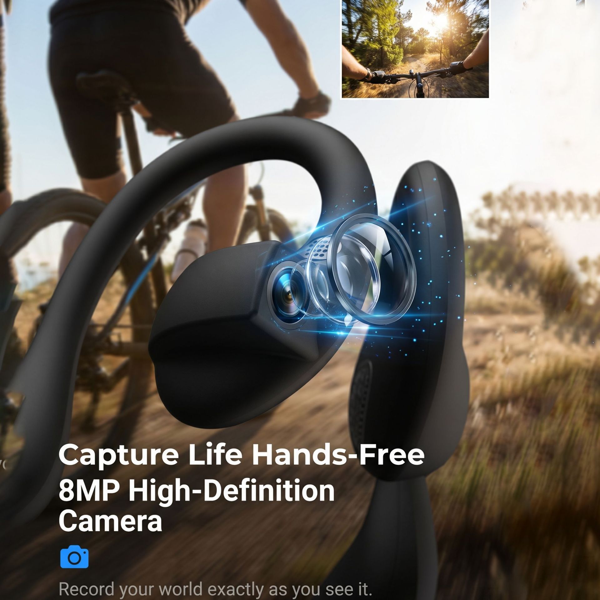 Free Shipping 2026 Smart Bluetooth Headset with Camera, HD Recording Outdoor Sport Earphones, AI Translation for Cycling Hiking - view 4