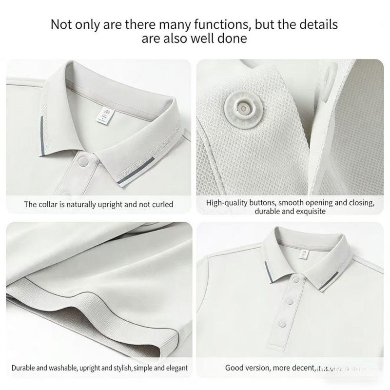 Elegant Contrast Collar Trim Soft Cotton Mini Chest Embroidery Designer Polo Shirt Guys 2026 Summer Loose Thin Fit Breathable Business Casual Short Sl - view 9