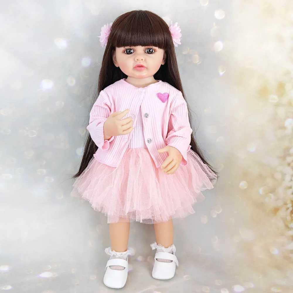 BZDOLL 55CM 22Inch Can Stand Reborn Baby Lifelike Girl Doll Full Soft Silicone Body Princess Toddler Bebe Birthday Gift Q260704 - view 6