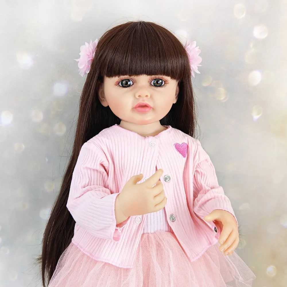 BZDOLL 55CM 22Inch Can Stand Reborn Baby Lifelike Girl Doll Full Soft Silicone Body Princess Toddler Bebe Birthday Gift Q260704 - view 7