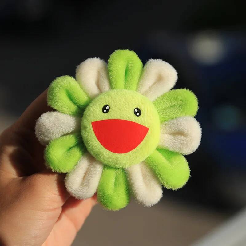 Simple Fashion Smile Sun Flower Car Plush Key Chain Brooch Pin Sunflower Keychain Bag Pendant Mobile Phone Strap Keyring J2600703 - view 5