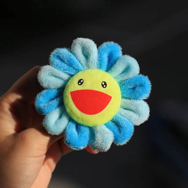 Simple Fashion Smile Sun Flower Car Plush Key Chain Brooch Pin Sunflower Keychain Bag Pendant Mobile Phone Strap Keyring J2600703 - view 7