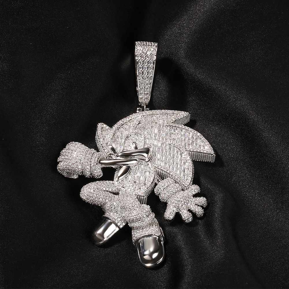 New Hip-Hop Classic Cartoon Sonic the Hedgehog Inlaid Moissanite Trendy Pendant Accessories - view 5