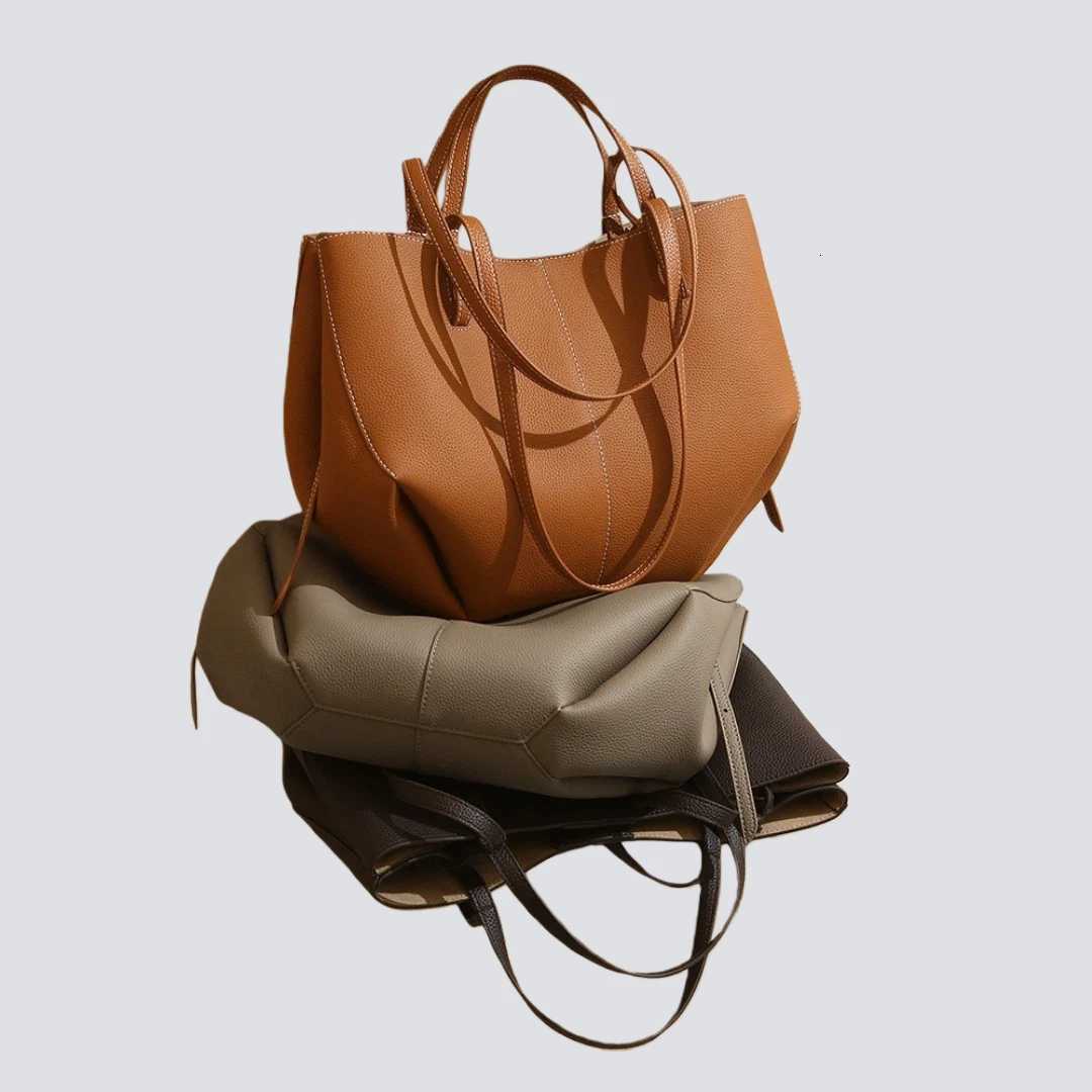 Top Genuine Leather Design Grain Cowhide Ladies Tote Large Capacity Commuter Shoulder Handbag Carry With Inner Pouch New H260704 - view 6