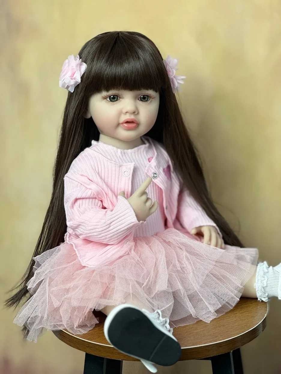 BZDOLL 55CM 22Inch Can Stand Reborn Baby Lifelike Girl Doll Full Soft Silicone Body Princess Toddler Bebe Birthday Gift Q260704 - view 5