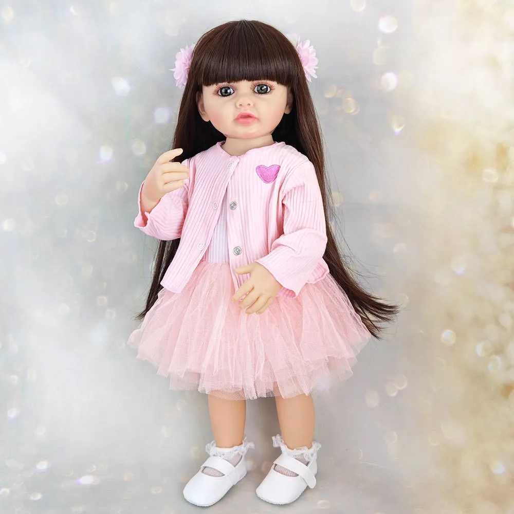 BZDOLL 55CM 22Inch Can Stand Reborn Baby Lifelike Girl Doll Full Soft Silicone Body Princess Toddler Bebe Birthday Gift Q260704 - view 4