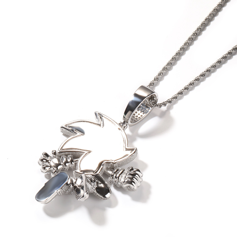 New Hip-Hop Classic Cartoon Sonic the Hedgehog Inlaid Moissanite Trendy Pendant Accessories - view 7