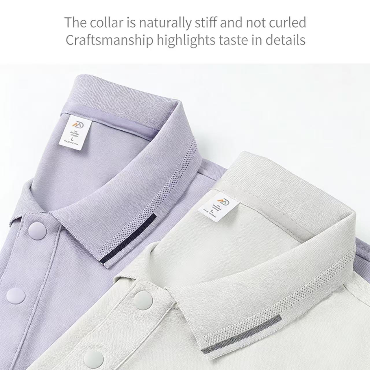 Elegant Contrast Collar Trim Soft Cotton Mini Chest Embroidery Designer Polo Shirt Guys 2026 Summer Loose Thin Fit Breathable Business Casual Short Sl - view 8