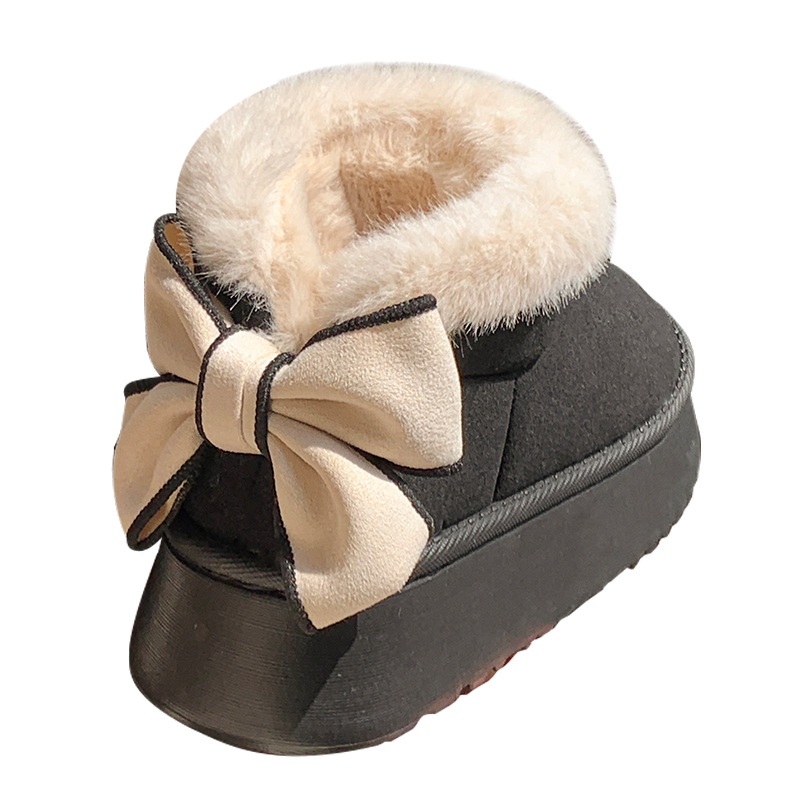 Luxury Designer Free Shipping Designer For Womens Snow Black Beige Brown Fashionable Versatile Bow Tie Bag And Cotton Boots - view 6