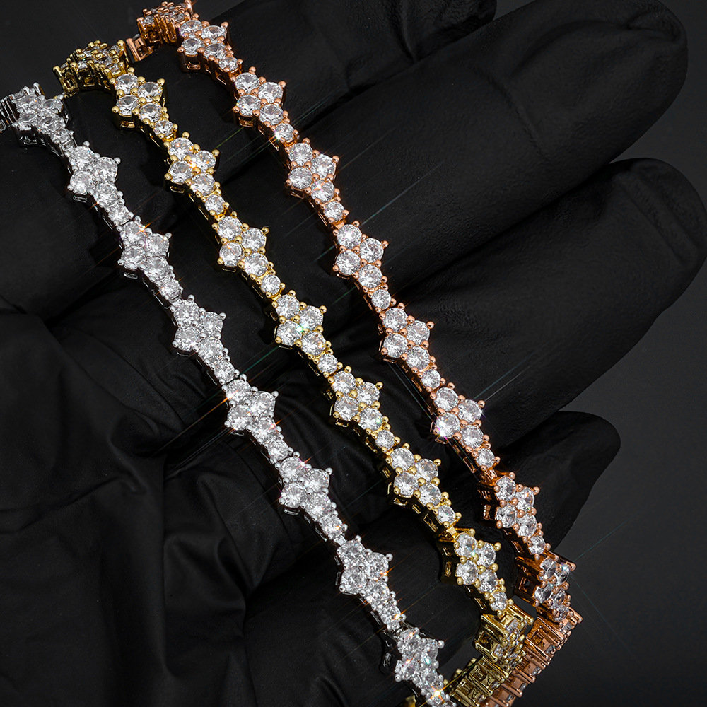 charm bracelets designer bangle bijoux de luxe New Arrival Colored Diamond Multi Cut Hip Hop Jewlery Clover Bracelet 925 Silver Iced Out VVS Moissanit