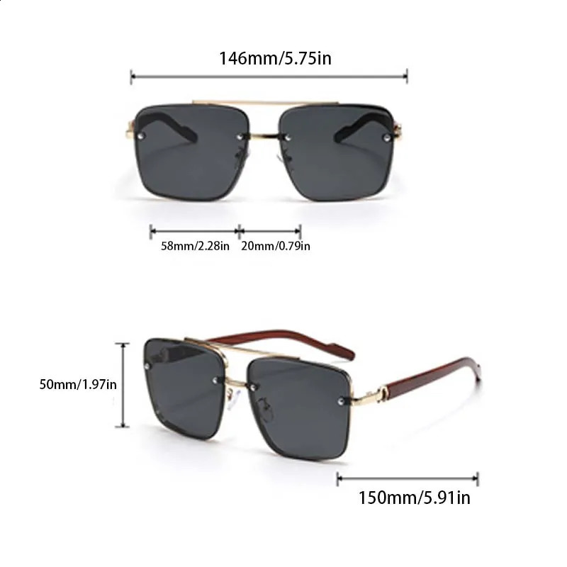 1pc Fashion Retro Square Metal Shades Driving Sunglasses Double Bridge Pilot Sun Glasses 260629 - view 7