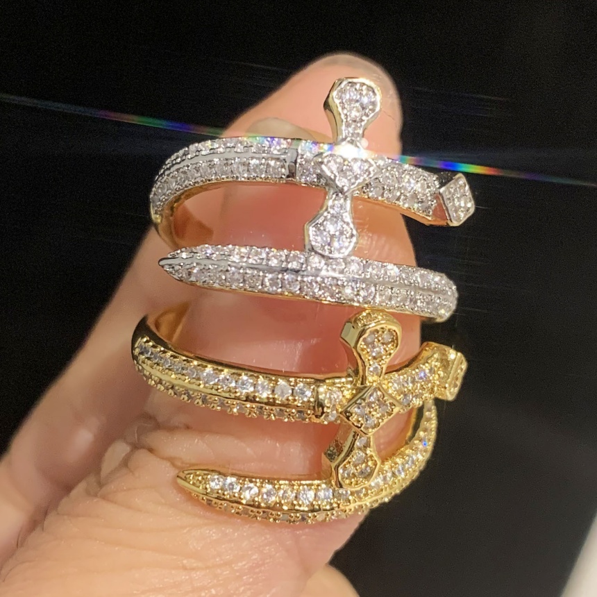 cross ring moissanite love rings designer bague bagues luxe engagement wedding dimond jewelry woman designers jewellery gold bijoux homme luxe 14K Gol