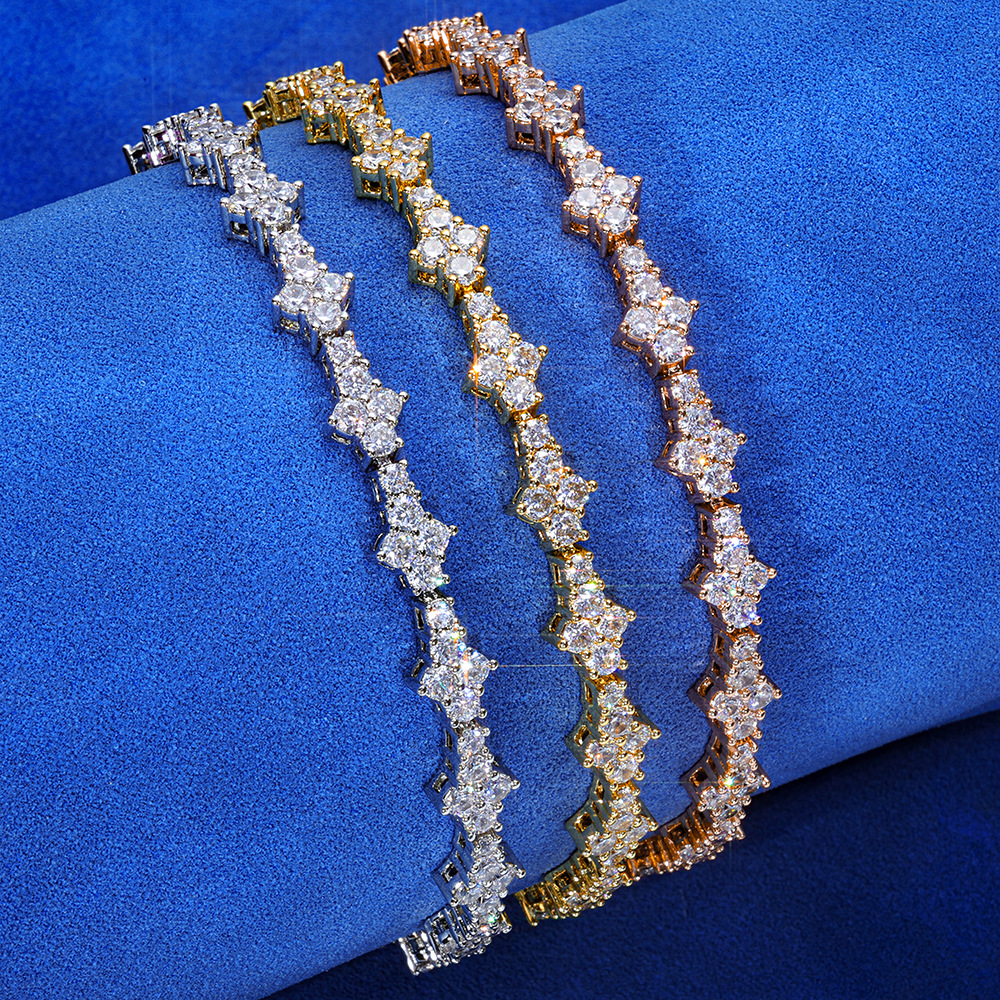 charm bracelets designer bangle bijoux de luxe New Arrival Colored Diamond Multi Cut Hip Hop Jewlery Clover Bracelet 925 Silver Iced Out VVS Moissanit