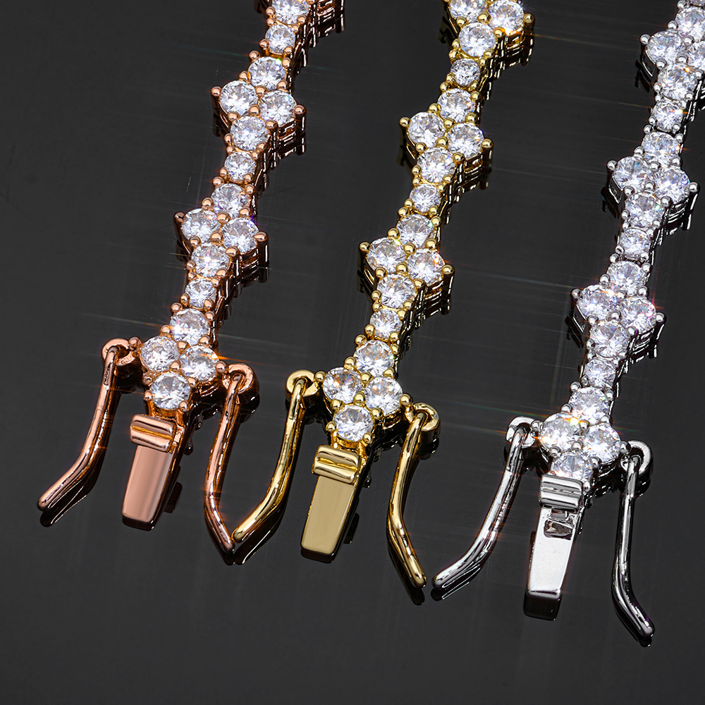charm bracelets designer bangle bijoux de luxe New Arrival Colored Diamond Multi Cut Hip Hop Jewlery Clover Bracelet 925 Silver Iced Out VVS Moissanit