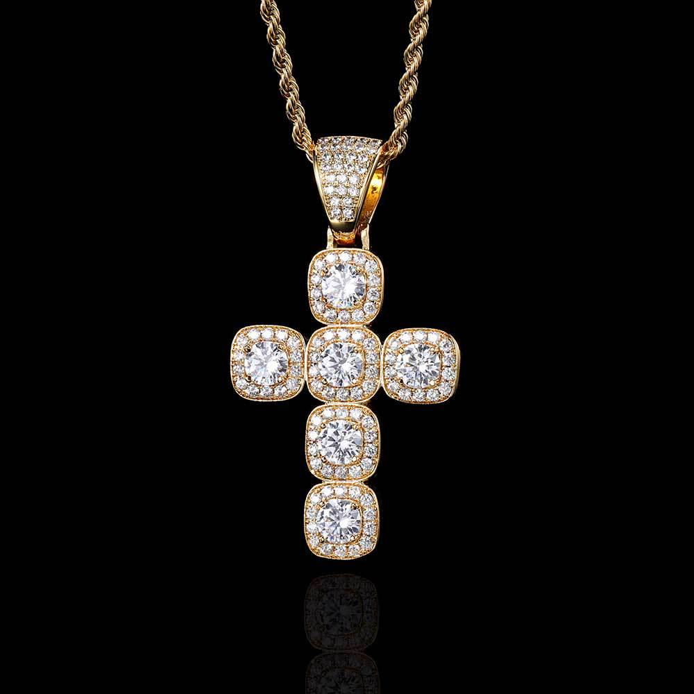cuban link chain moissanite pendant necklace designer necklaces New Iced Out Men Boy Jewelry Micro Paved Moissanite vvs Cross Evil Eye Charm Chain Hip