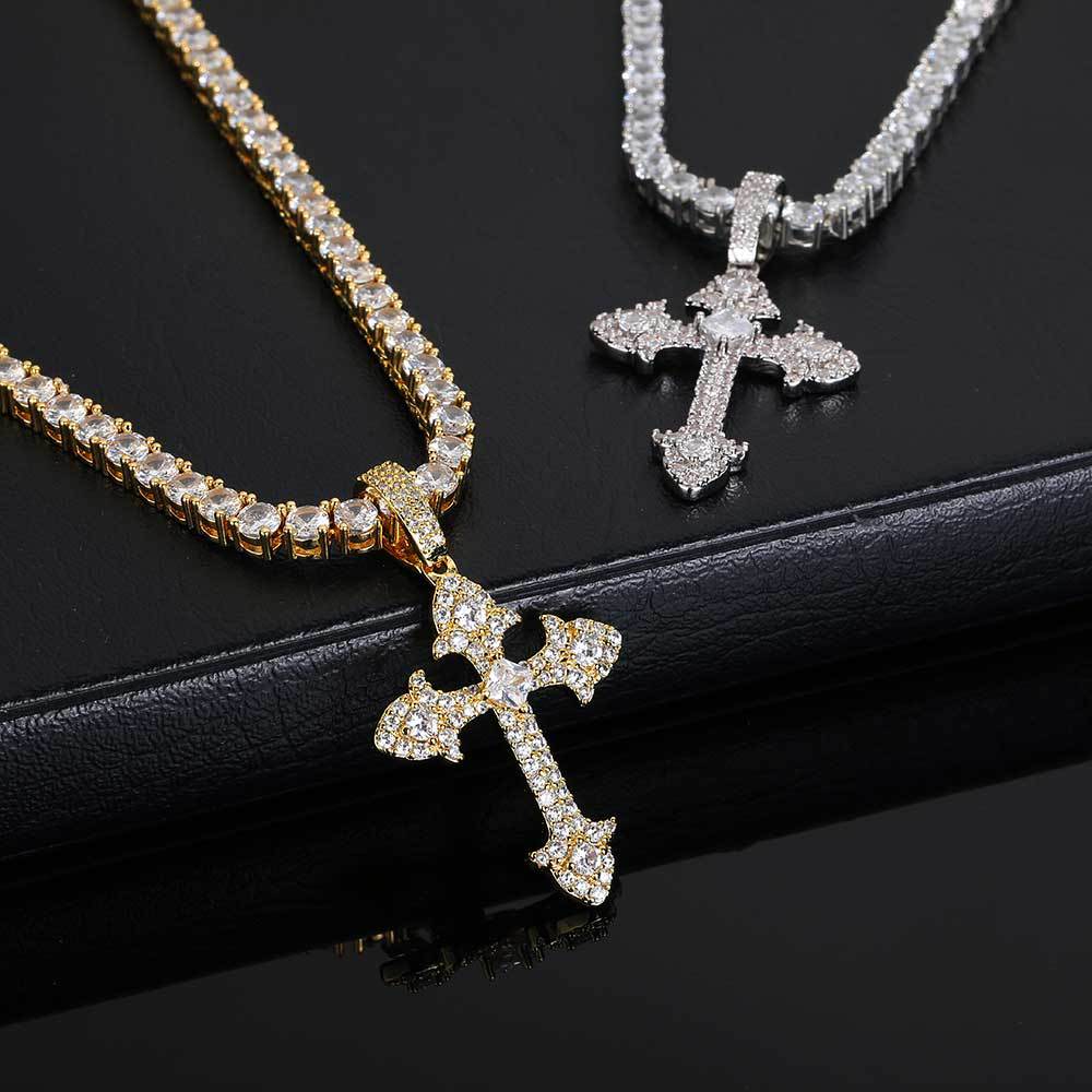cuban link chain moissanite pendant necklace designer necklaces New Iced Out Men Boy Jewelry Micro Paved Moissanite vvs Cross Evil Eye Charm Chain Hip