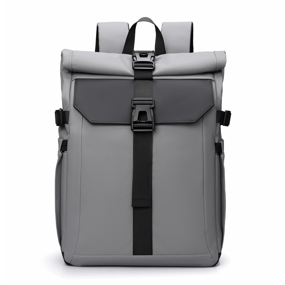 New Men s Multi Buckle Design Functional Roll Top Backpack Large Capacity Fashion Commuter and Outdoor Laptop Backpack Wallet Card Bag