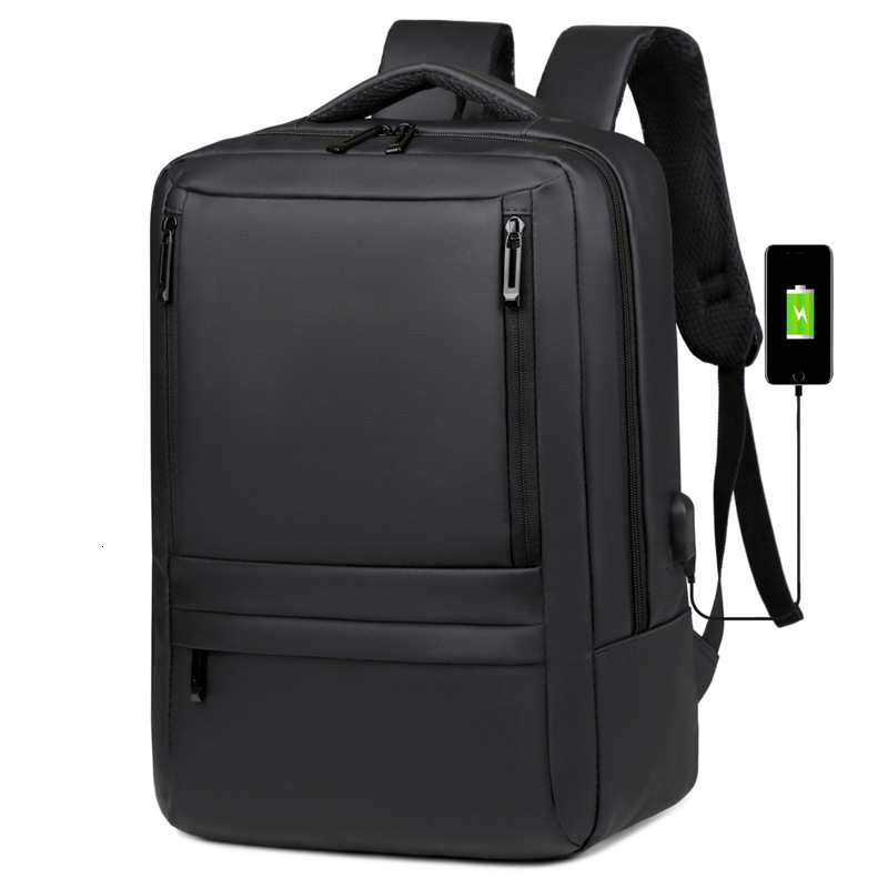 Fashion new sports outdoor bag men s large capacity leather backpack business travel laptop backpack multifunctional USB charging college student bag