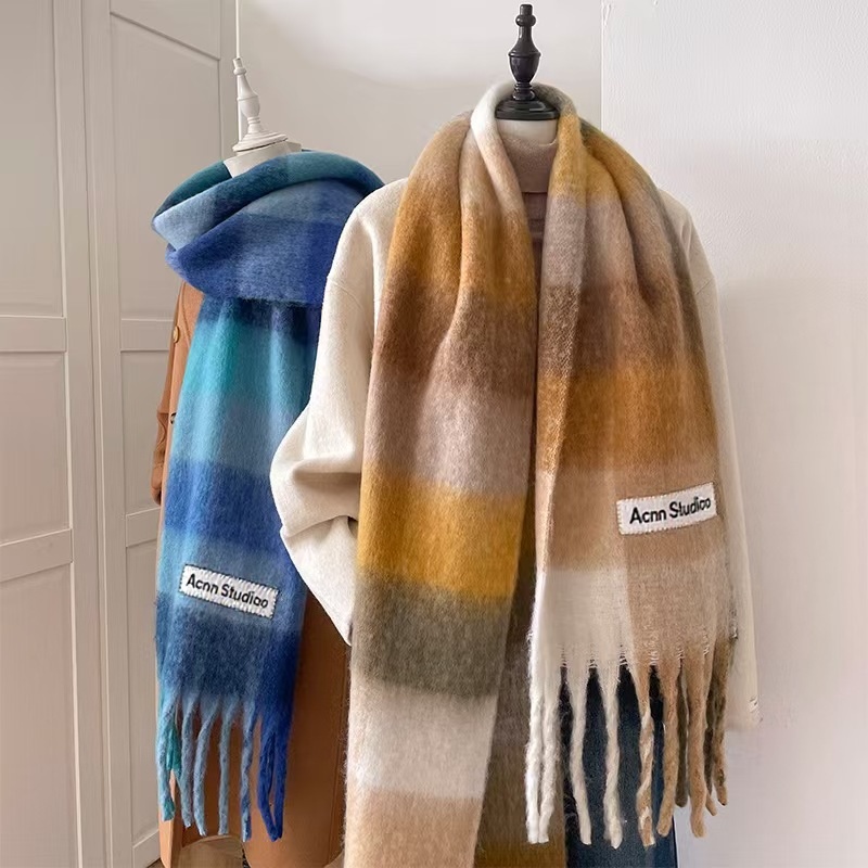 wholesale Classic Plaid Women Man Designer Scarf 100% Cashmere AC Scarves For Winter Warm Womens and mens Long AC Wraps Size 240x38cm