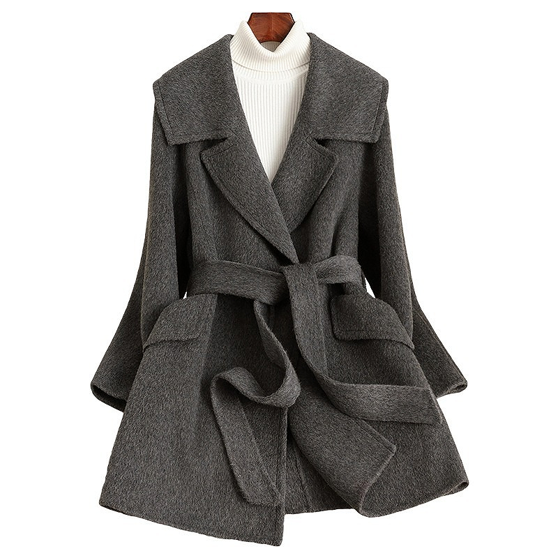 D4531 Nuovo Cappotto Slim In Lana Con Revers Stringato Autunno E Inverno