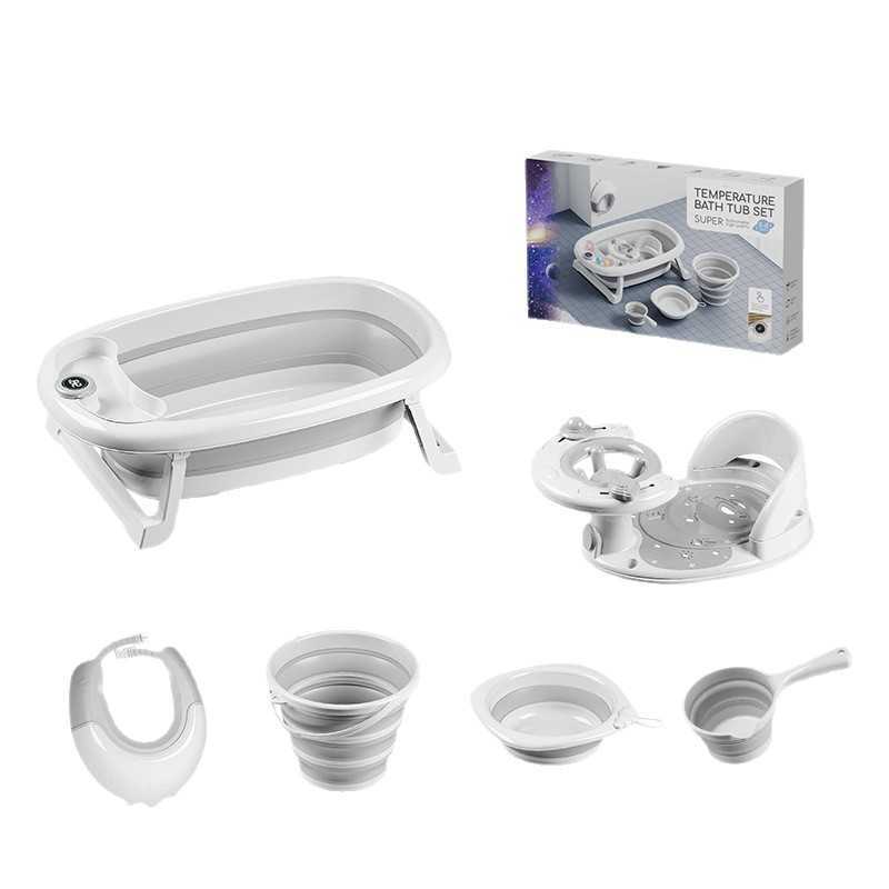 Baby Bath Tub Set Foldable Bathtub for Children Large Size for Sitting and Lying Down 6-Piece Household Bathing Supplies for Kids L260706OCE4 - view 6