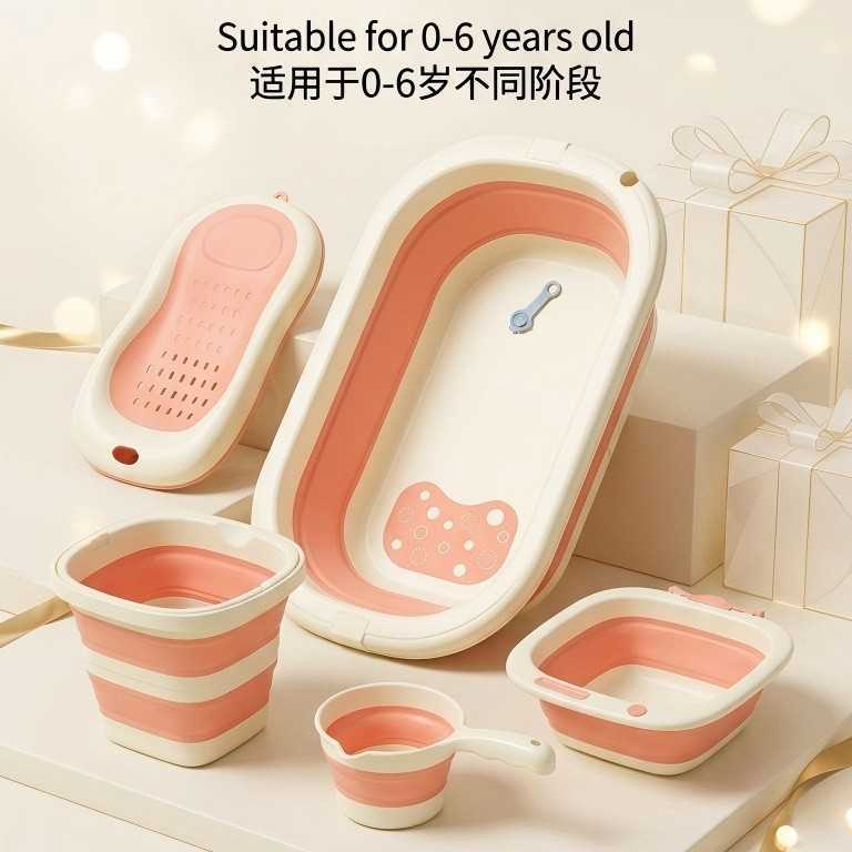 Baby Bath Tub Set Foldable Bathtub for Children Large Size for Sitting and Lying Down 6-Piece Household Bathing Supplies for Kids L260706OCE4 - view 8