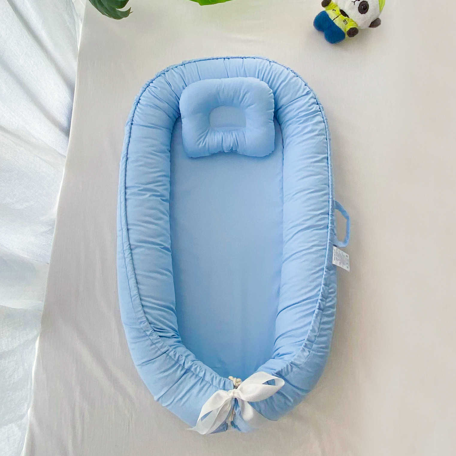 Solid color biomimetic baby crib pure cotton convenient portable baby bed anti-pressure bed surround newborn baby nest L260706IX5Z - view 9