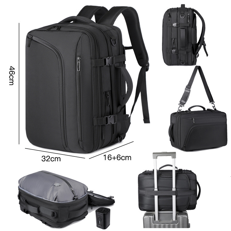 Fashion new vacuum airbag men s backpack large capacity travel bag college student bag fashionable laptop bag light luxury multifunctional sports outd