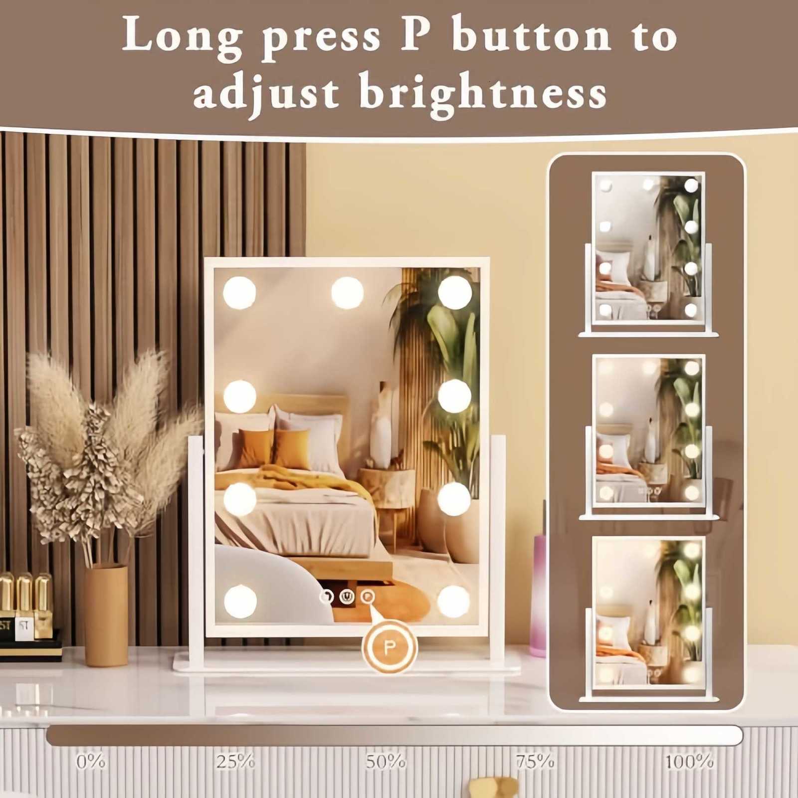 LED makeup mirror with light bulb, desktop beauty mirror, multi-functional lighting makeup mirrorT260706 - view 3