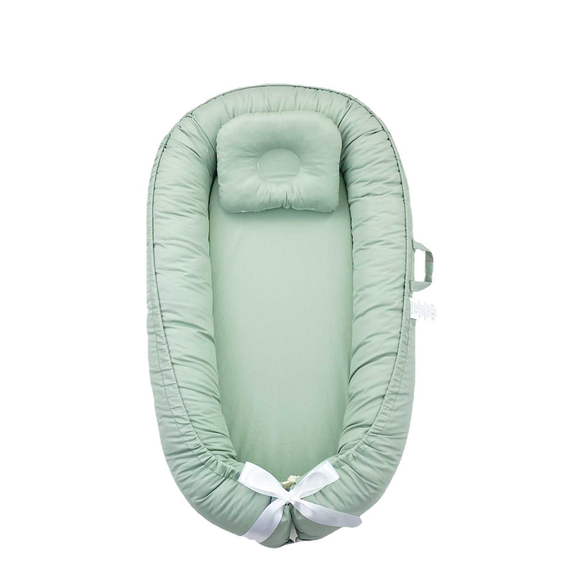 Solid color biomimetic baby crib pure cotton convenient portable baby bed anti-pressure bed surround newborn baby nest L260706IX5Z - view 6