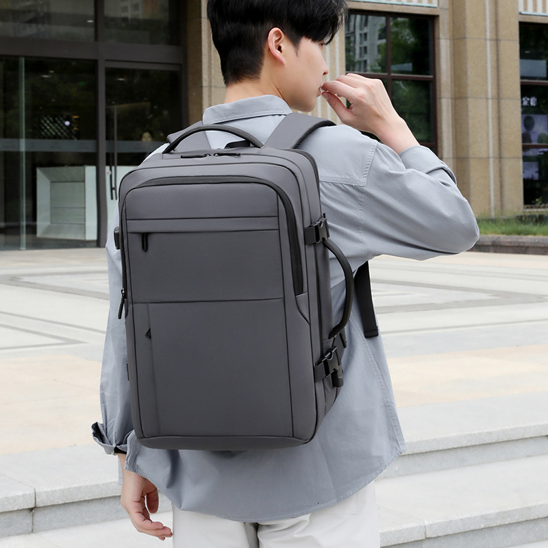 New Outdoor Bag Fashion Bag Backpack Men s High end Multi functional Backpack Waterproof Leather Film Large Capacity Business Travel Computer Bag