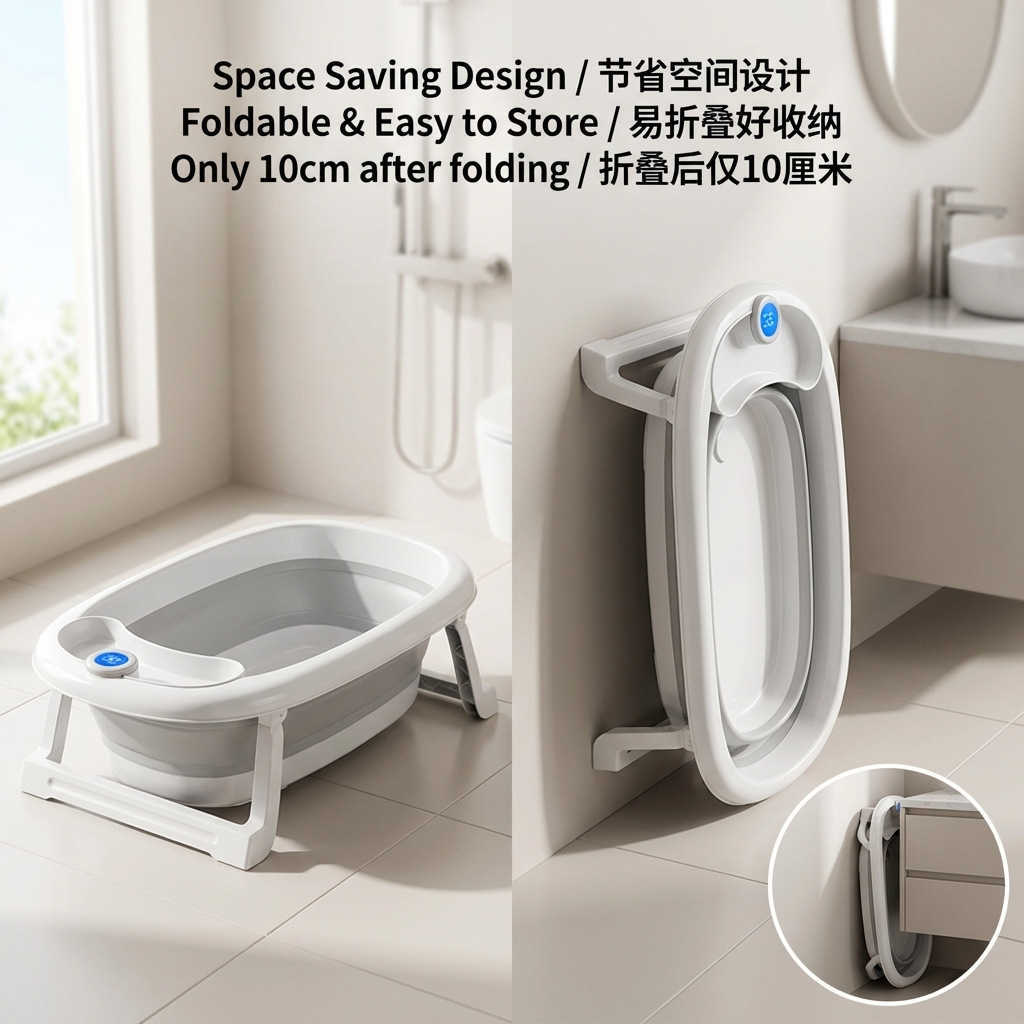 Baby Bath Tub Set Foldable Bathtub for Children Large Size for Sitting and Lying Down 6-Piece Household Bathing Supplies for Kids L260706OCE4 - view 4