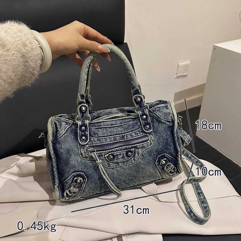 Streetwear Blue Denim Bags For Women Luxury Designer Handbag Zipper Pockets Purse 2025 New Fashion Y2K Shoulder Bags X260706 - view 3