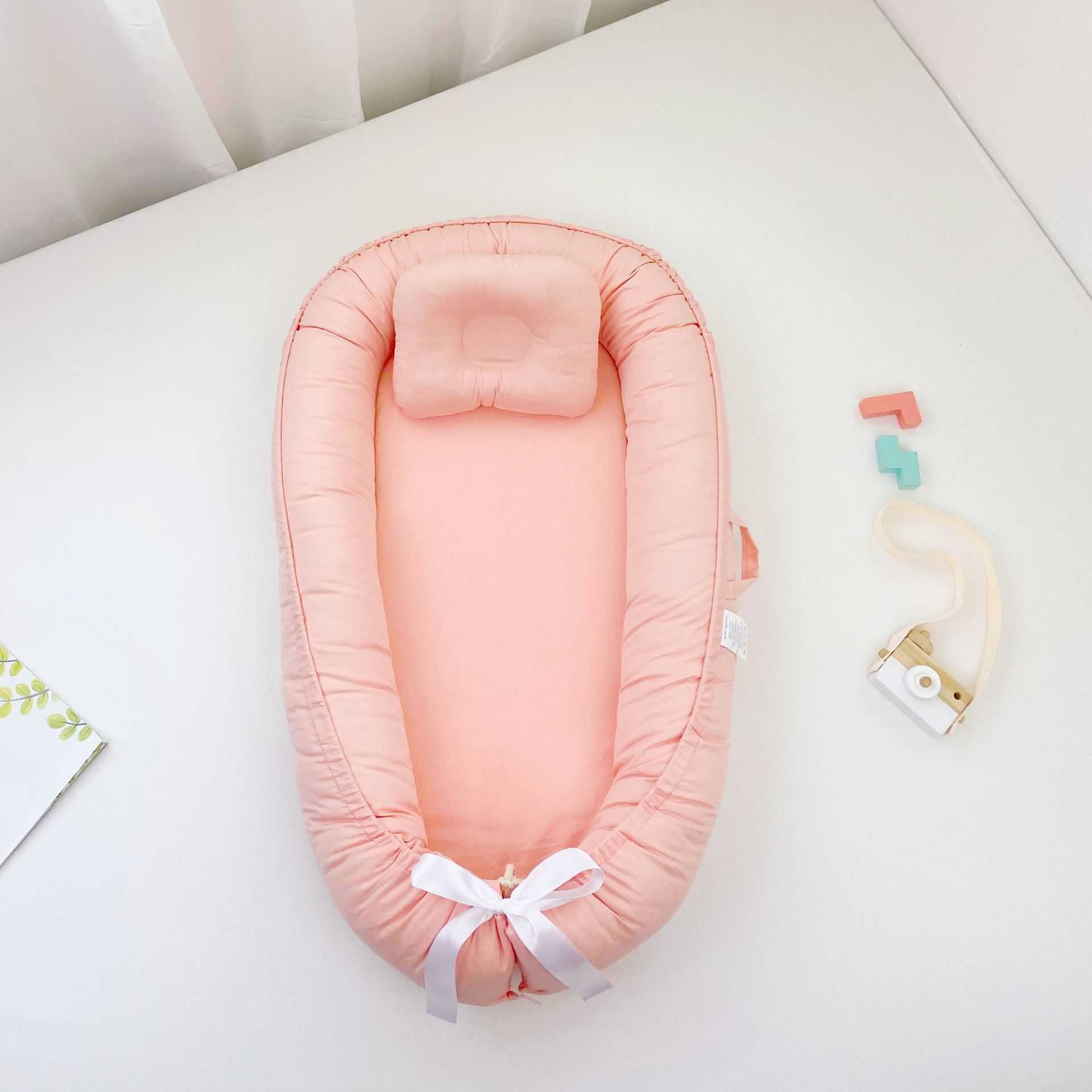Solid color biomimetic baby crib pure cotton convenient portable baby bed anti-pressure bed surround newborn baby nest L260706IX5Z - view 3