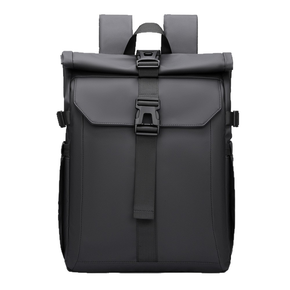 New Men s Multi Buckle Design Functional Roll Top Backpack Large Capacity Fashion Commuter and Outdoor Laptop Backpack Wallet Card Bag