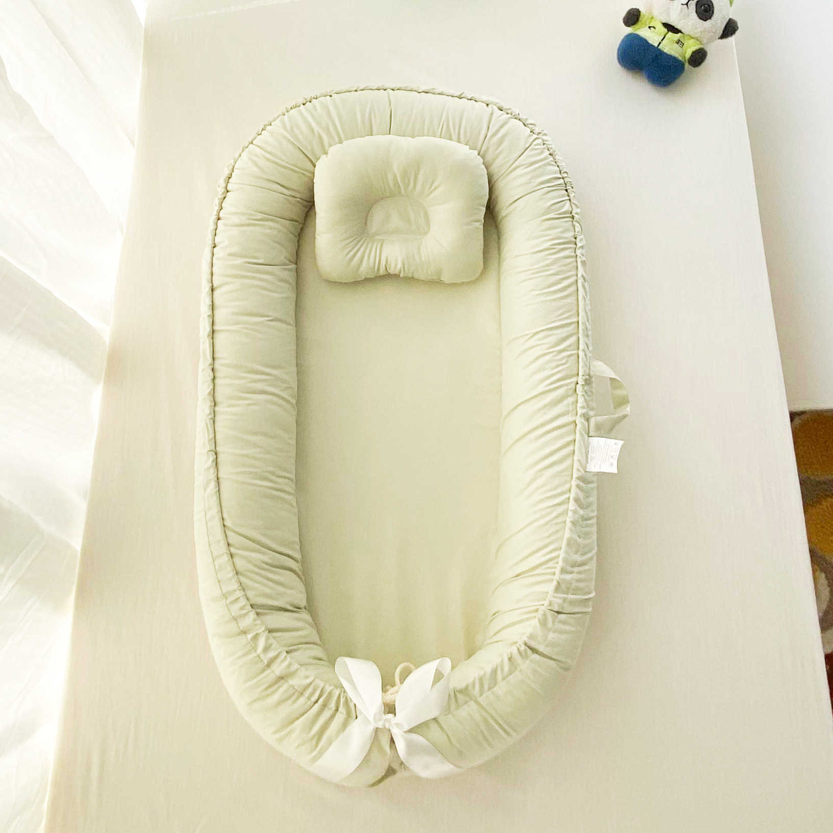 Solid color biomimetic baby crib pure cotton convenient portable baby bed anti-pressure bed surround newborn baby nest L260706IX5Z - view 8