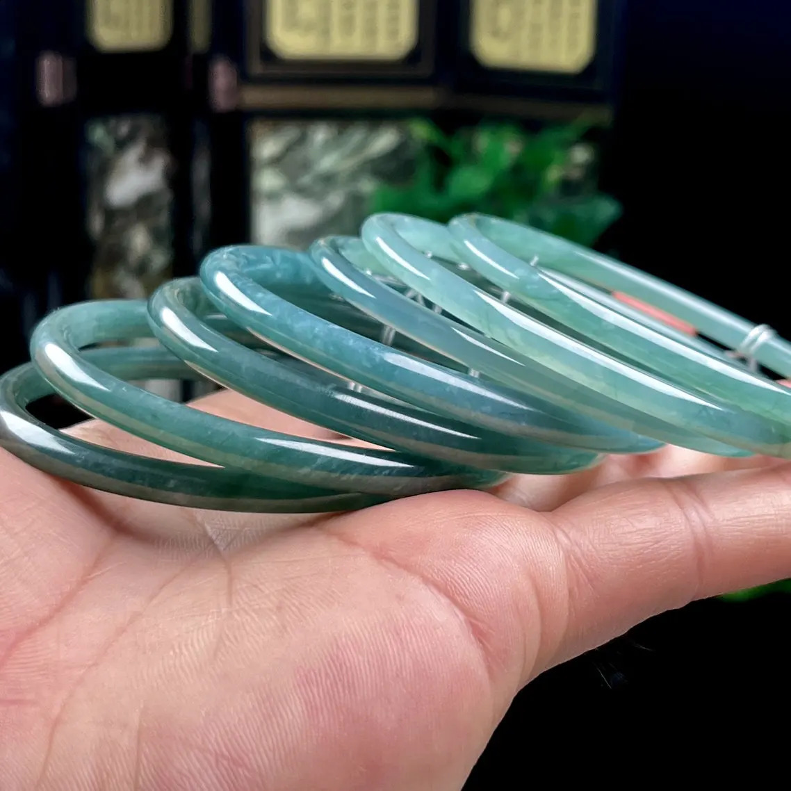 Jade bracelet natural A product blue water oil green Guatemalan jade bracelet 260702 - view 4