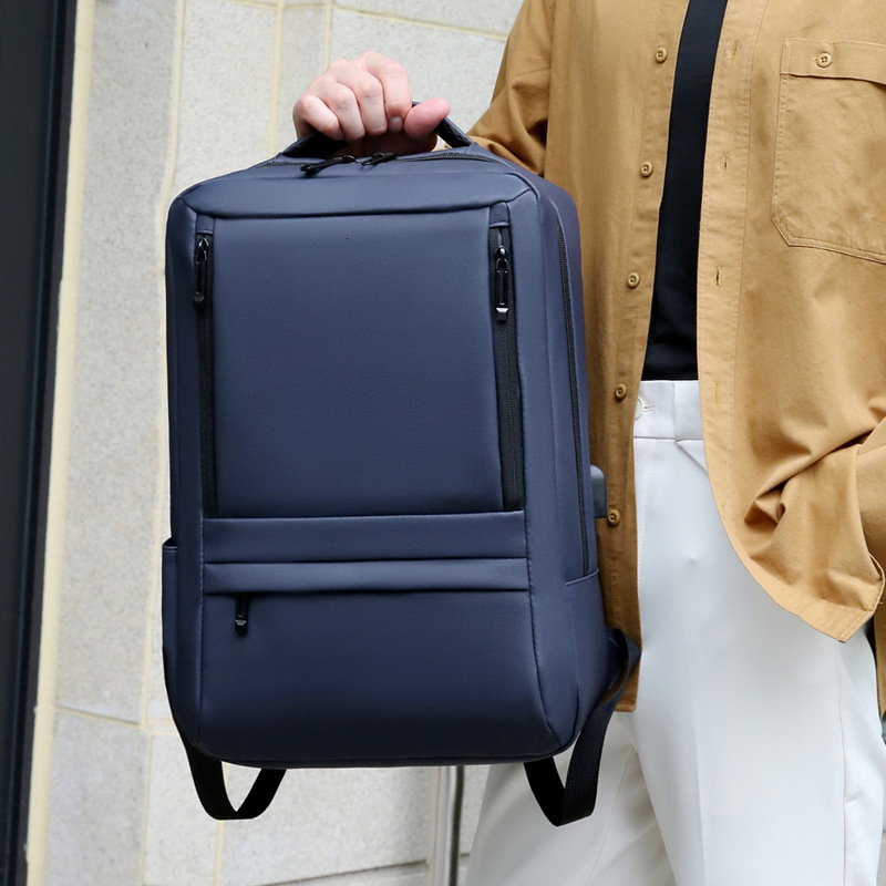Fashion new sports outdoor bag men s large capacity leather backpack business travel laptop backpack multifunctional USB charging college student bag