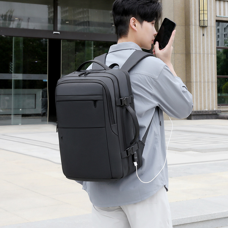 New Outdoor Bag Fashion Bag Backpack Men s High end Multi functional Backpack Waterproof Leather Film Large Capacity Business Travel Computer Bag