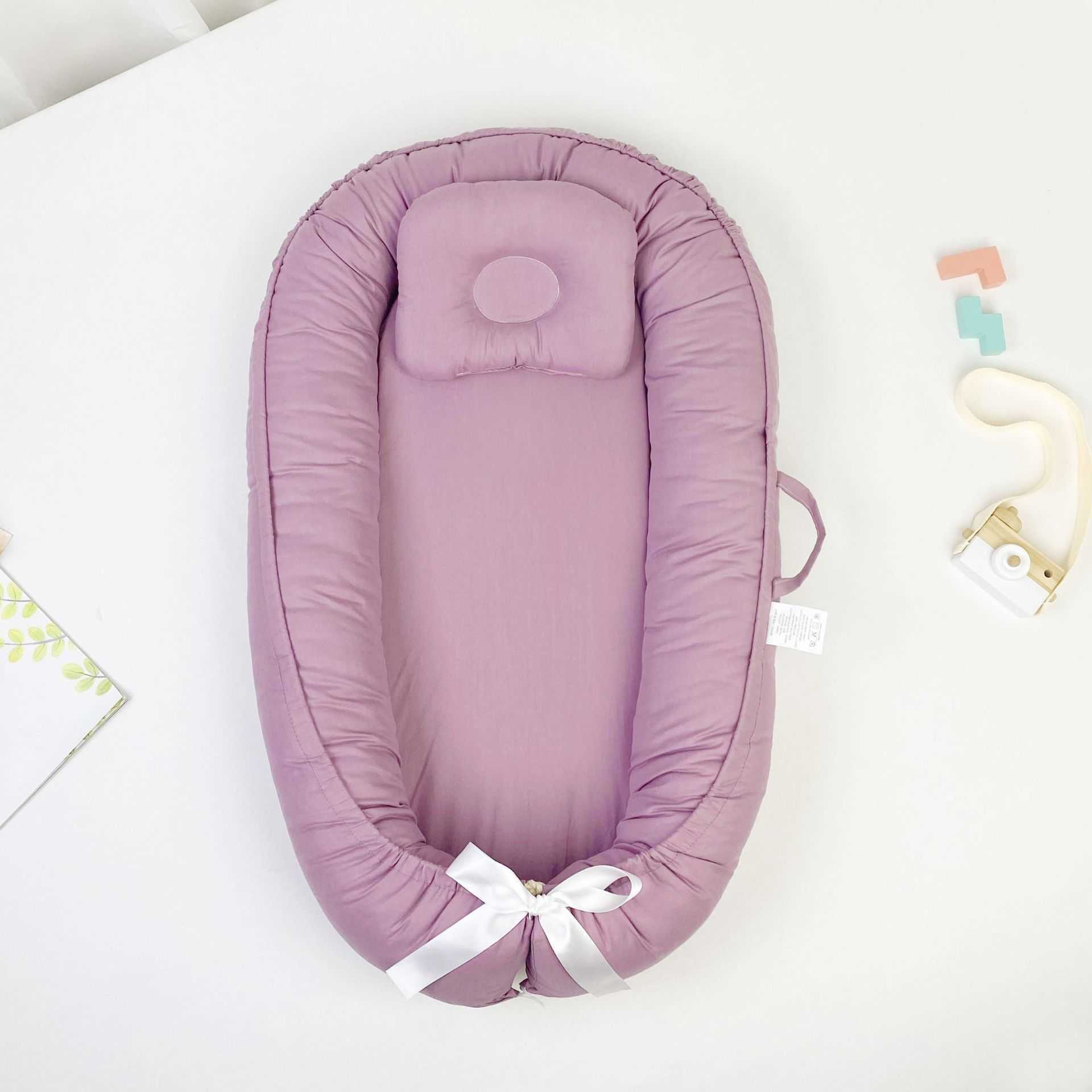 Solid color biomimetic baby crib pure cotton convenient portable baby bed anti-pressure bed surround newborn baby nest L260706IX5Z - view 4