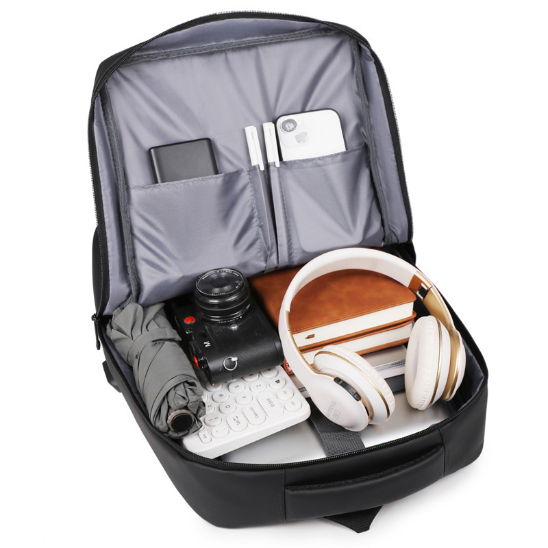 new men s large capacity leather backpack business travel laptop backpack multi functional USB charging college student bag sports outdoor bag