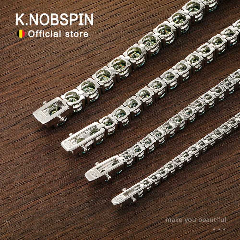 KNOBSPIN D VVS Green Moissanite Tennis Bracelets for Women Men Lab Diamond with GRA Wedding Jewelry 925 Sliver Bracelet H260707