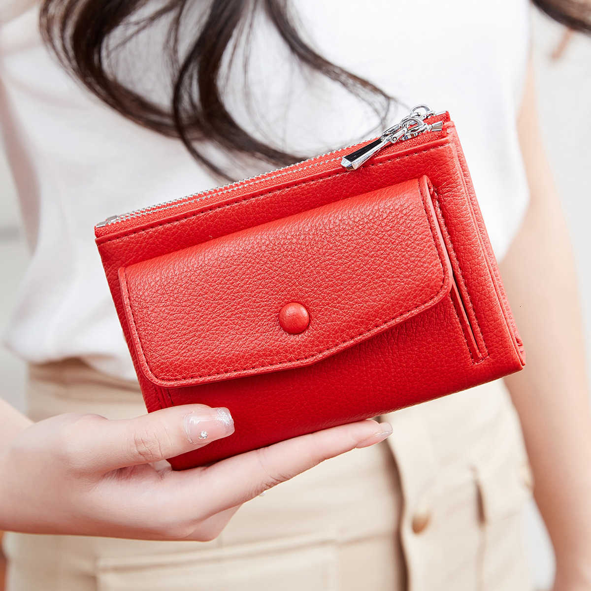 Fold Double Vintage Short Chic Wallet Multi-card Double Zipper Coin Purse Portable Multi-functional Wallet H260707