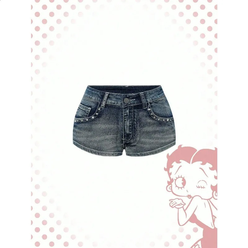 Womens Blue Denim Shorts Y2k Jeans Harajuku American Vintage High Waist Jorts Casual 2000s Embroidery Sexy Clothes Summer 260707